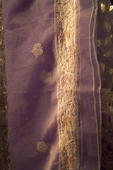 Lavender Pure Organza Chikankari Anarkali with Heavy Cutdana & Sequin Handwork