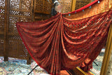 Ajrakh Red Mirror Work Saree – Natural Dye Handcrafted Saree from Kutch, Gujarat
