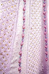 Handcrafted Lucknowi Chikankari Parsi & Mukaish Work Purple Georgette Semi-Stitched Anarkali Suit Set for Women