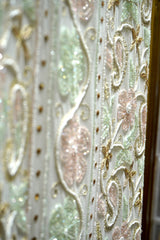 Handcrafted Lucknowi Chikankari Cutdana, Bead & Gota Patti Work White Georgette Semi-Stitched A-Line Suit Set for Women