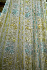 Chikankari - Lemon Yellow Georgette Anarkali with Heavy Cutdana & Bead Work