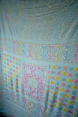 Premium Light Blue Heavy Chikankari Pure Georgette Saree with Sequin & Cutdana Work + Blouse |