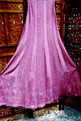 Onion Pink Pure Mul Chanderi Chikankari Anarkali Gown with Pitta & Mukaish Work and Dupatta