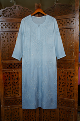 Chikankari Suit Set-Gradient Chanderi Silk with Muqesh Work