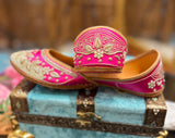 PInk Dabka Zardosi Punjabi Jutti – Pure Leather Handcrafted