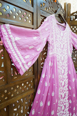 Muslin Designer Chikankari 3D Fine Thread Work Dress