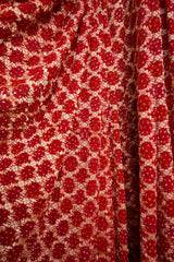 Red Bandhej Pure Gorgette Saree-Jamnagar