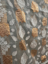 Chikankari Blue Organza Banarasi Zari Work Saree