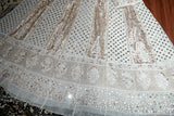 Handcrafted Lucknowi Chikankari Mirror Work & Gota Patti White Georgette Semi-Stitched Anarkali Suit Set for Women
