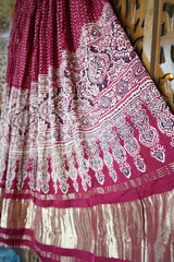 Premium Red Ajrakh Lustrous Lagdi Patta Chaniya Choli – Navratri Garba Chaniya Choli Set