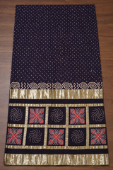 Navy Blue Ajrakh Check Pattern Patta Chaniya Choli | Navratri Garba Lehenga Set