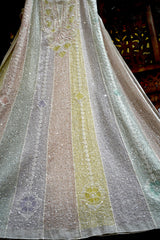 Pastel Multi-Colour Chikankari Mul Chanderi Sequin Work Anarkali with Dupatta