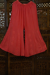 Chikankari Premium peach georgette  Mukaish long kurti gharara set with dupatta