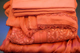 Premium Orange Chikankari Ghas Patti & Mukaish Georgette Suit Set with Slip & Dupatta | Festive Wear
