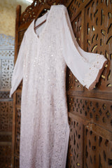 Chikankari-Handcrafted Lucknowi Resham Thread & Muqesh Work Georgette Kurti