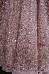 Blush Pink & Pista Green Gota Patti Chikankari Georgette Lehenga Choli with Dupatta