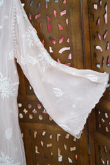 Crepe Arca Designer Peach Chikankari Co-ord Set