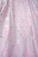 Chikankari Suit Set-Gradient Chanderi Silk with Muqesh Work