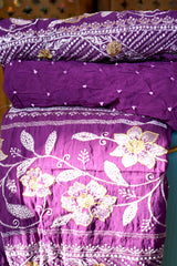 Italian Crepe Bandhej Suit with Kadhai Work