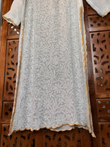 Handcrafted Lucknowi Chikankari Mukaish Work Georgette Straight Suit with Sharara | Stitched | Without Dupatta