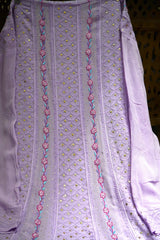 Handcrafted Lucknowi Chikankari Parsi & Mukaish Work Purple Georgette Semi-Stitched Anarkali Suit Set for Women