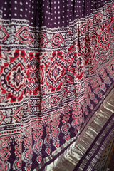 Premium Burgundy Lustrous Lagdi Patta Ajrakh Chaniya Choli – Navratri & Garba Chaniya Choli Set