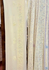 Handcrafted Lucknowi Chikankari Heavy Multi Cutdana Work Yellow Georgette Semi-Stitched Anarkali Suit with Dupatta