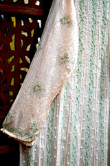 Pure Mul Chanderi Chikankari Kurta Set with Cutdana Work, Sharara & Dupatta