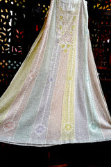 Pastel Multi-Colour Chikankari Mul Chanderi Sequin Work Anarkali with Dupatta
