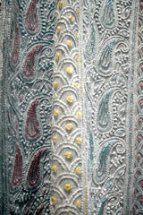 Lucknowi Party Wear-Premium Ice Blue Ombre Cutdana Chikankari Georgette Suit Set with Palazzo & Dupatta