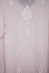 Chikankari Resham Thread Jaal Work Georgette Kurti From Lucknow– Handcrafted Ethnic Wear for Women