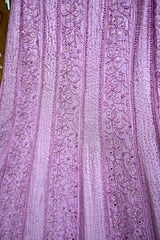 Onion Pink Pure Mul Chanderi Chikankari Anarkali Gown with Pitta & Mukaish Work and Dupatta