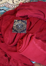 Chikankari Resham Work Anarkali Suit with Sharara, Dupatta & Slip