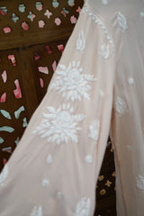 Crepe Arca Designer Peach Chikankari Co-ord Set