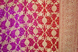 Pink & Red Bandhej Pure Georgette Saree – Jamnagar