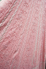 Handcrafted Lucknowi Chikankari Heavy Multi Cutdana Work Peach Georgette Semi-Stitched Anarkali Suit with Dupatta