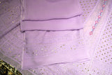 Handcrafted Lucknowi Chikankari Parsi & Mukaish Work Purple Georgette Semi-Stitched Anarkali Suit Set for Women