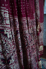 Premium Red Ajrakh Lustrous Lagdi Patta Chaniya Choli – Navratri Garba Chaniya Choli Set