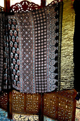 Ajrakh Black  Mirror Work Saree with Natural Dye – Kutch, Gujarat