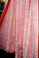 Handcrafted Lucknowi Chikankari Heavy Cutdana & Gota Work Blush Pink Georgette Semi-Stitched Lehenga Choli with Dupatta