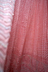 Handcrafted Lucknowi Chikankari Heavy Cutdana & Gota Work Blush Pink Georgette Semi-Stitched Lehenga Choli with Dupatta