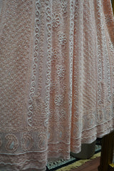 Chikankari-Premium Blush Pink Georgette Anarkali Kurti with Bead Work for Wedding & Festive Wear