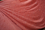 Premium Dark Peach Lucknowi Chikankari Pure Georgette Saree with Heavy Bead Work & Blouse