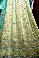 Handcrafted Lucknowi Chikankari Heavy Multi Cutdana Work Yellow Georgette Semi-Stitched Anarkali Suit with Dupatta