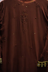 Chikankari-Meher Chocolate Brown Chikankari Mukaish Gharara Set with Dupatta