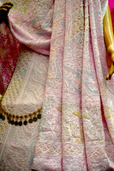 Blush Pink Chikankari Lehenga Choli with Cutdana, Pearl & Bead Work and Dupatta