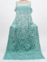 Blue Muslin 3D Ghas Patti Chikankari Strap Kurti Pant Set
