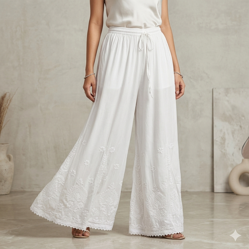 Chikankari Frilled Plazo Bottom – Rayon