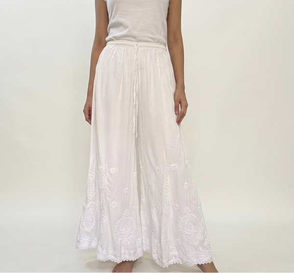 Chikankari Frilled Plazo Bottom – Rayon