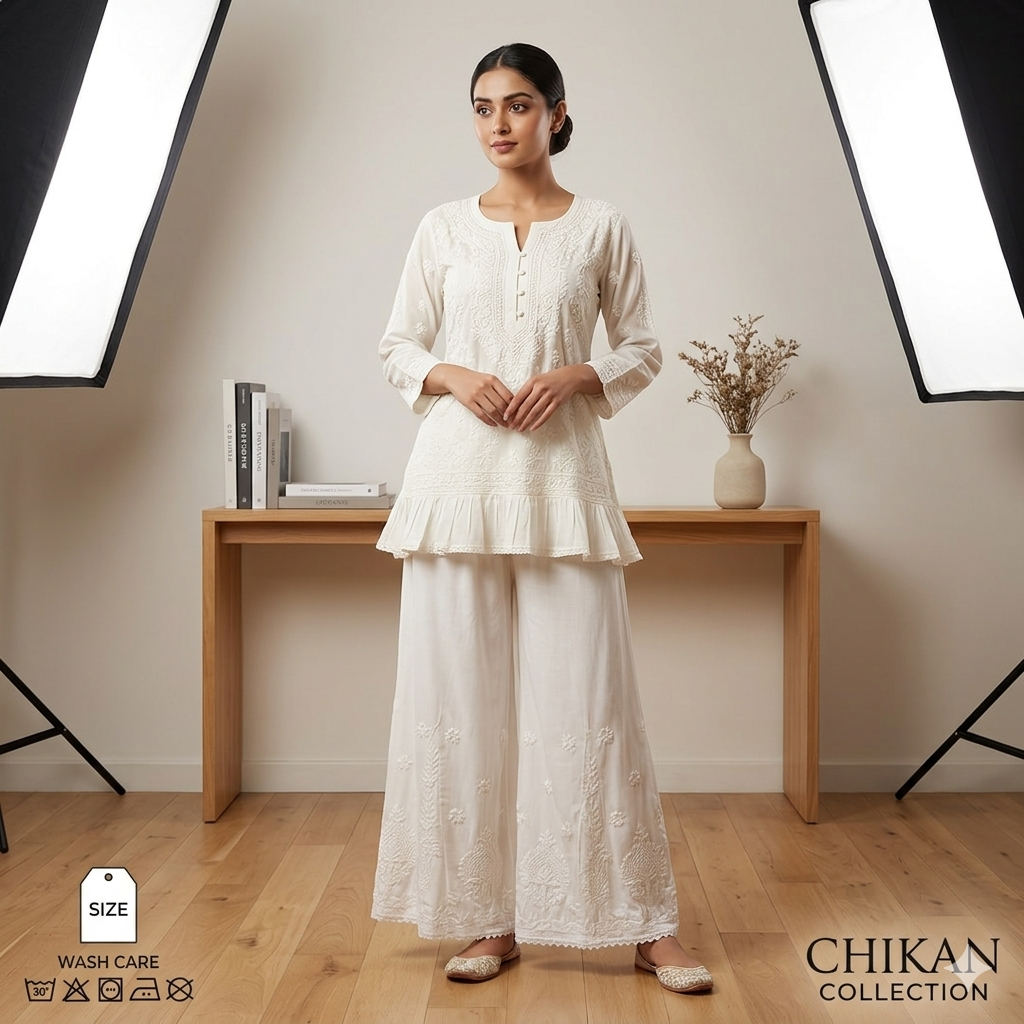 Chikankari Frilled Plazo Bottom – Rayon
